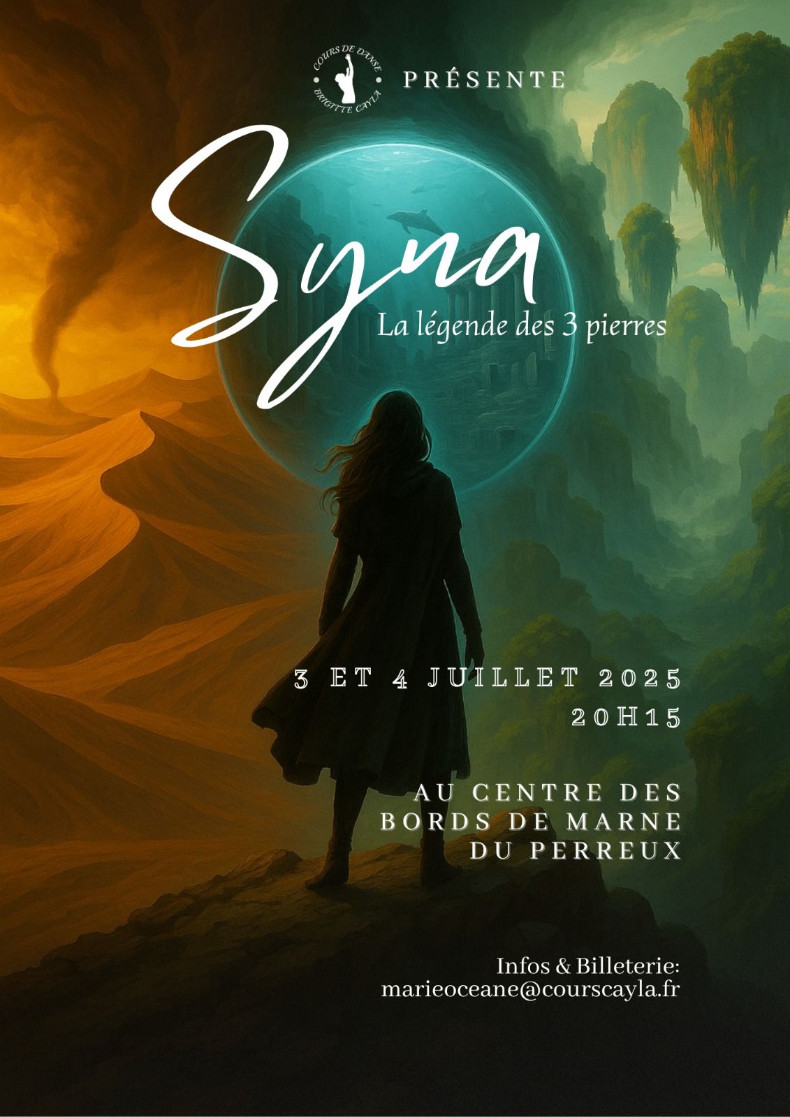 Affiche officielle du gala Syna — La légende des 3 pierres, 3 et 4 juillet 2025